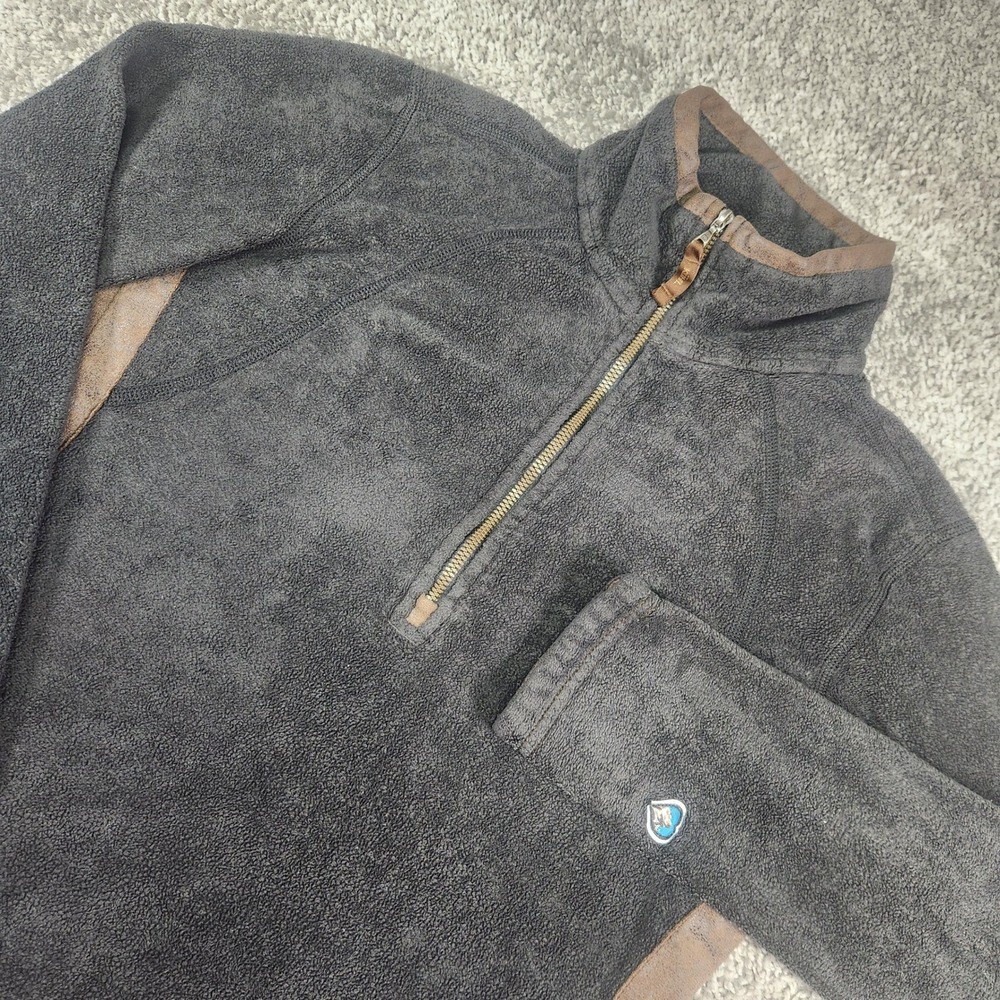 KÜHL Kuhl Jacket Womens Small Advokat Fleece Gray Brown 1/4 Zip Gorpcore Hiking